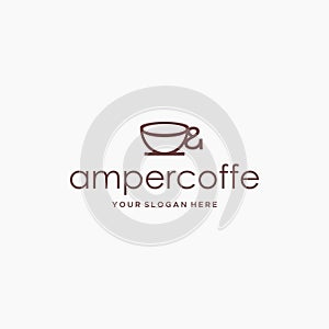 Minimalist simple AMPER COFFE glass logo design