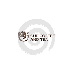 Minimalist Simple Cup Coffee Tea Leaf logo design