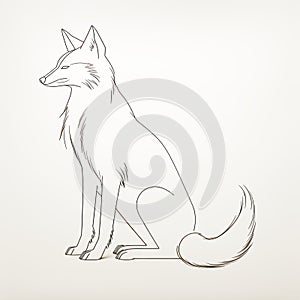 Minimalist Sketch Of A Fox In Caninecore Style