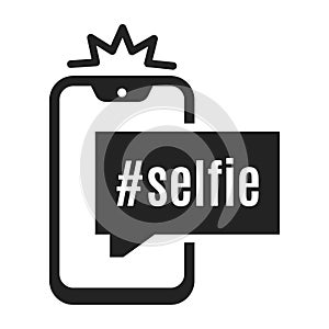Minimalist smartphone photo shooting webcam flash selfie line art icon vector illustration