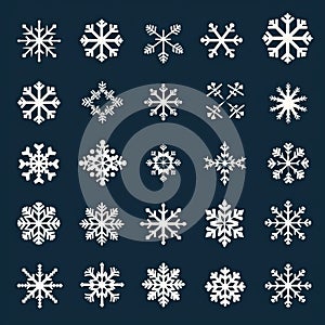 Minimalist Snowflake Icons: A Large Vector Set For Simple Designs photo