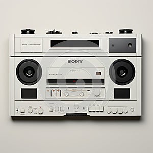 Minimalist Sony Boombox With Unique Audio Tape Wall Art