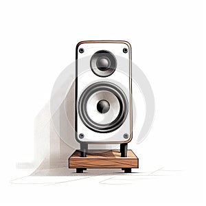 Minimalist Speaker Illustration On Wooden Stand