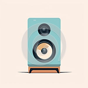 Minimalist Speaker Vector Illustration In Beige And Aquamarine