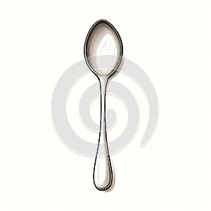 Minimalist Spoon Illustration On White Background