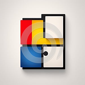 Minimalist Square Puzzle: Red, Yellow, Blue Bauhaus Design