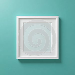 Clean White Square Photo Frame Mockup on Teal Background