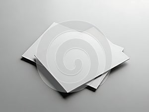 Minimalist stack of blank paper sheets on gray background