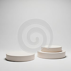 Minimalist stacked circular objects on plain background