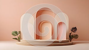 An AI-Generated Vision of Refined Display Minimalist stage design for elegant product display photo