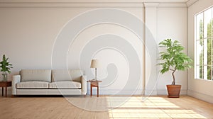 Minimalist Staging: High-quality Realistic Photography Of An Empty Living Room