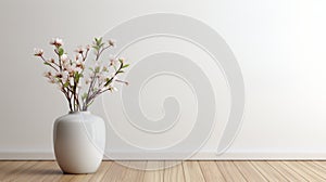 Minimalist Staging: White Vase With Pink Flowers On The Floor