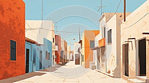 Minimalist Street Art: Vibrant Mexico Alleyway Illustration