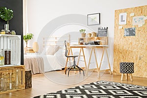 Minimalist studio flat with workspace