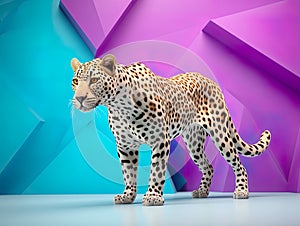 Minimalist studio setup focuses on the elegant and powerful leopard, capturing this captivating wild feline.