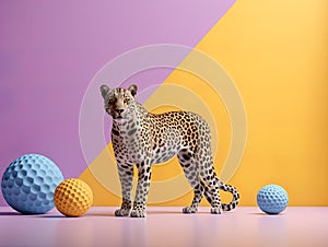 Minimalist studio setup focuses on the elegant and powerful leopard, capturing this captivating wild feline.