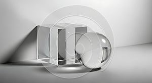 Abstract Glass Cube and Sphere