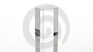 Geometric Glass Block on White Background