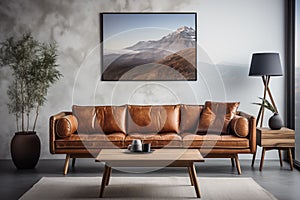 Minimalist style home interior design of modern living room. AI generate