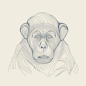 Minimalist Style: A Little Chimpanzee Drawing With Simple Strokes