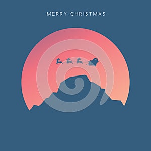 Minimalist style Marry Christmas Happy New Year concept. Flat Minimal Landscape Illustration Eps10