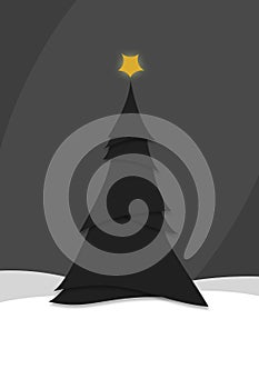 Minimalist Style Modern Black Christmas Tree Illustration