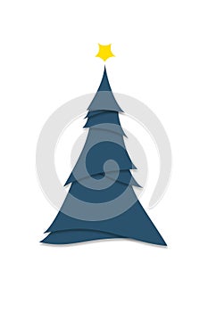 Minimalist Style Modern Blue Christmas Tree Illustration