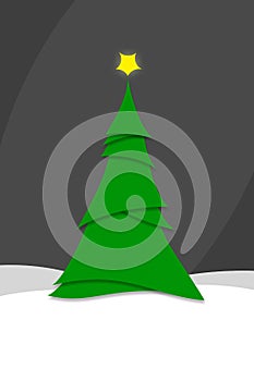 Minimalist Style Modern Green Christmas Tree Illustration