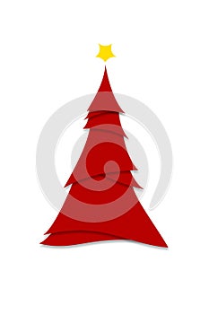 Minimalist Style Modern Red Christmas Tree Illustration