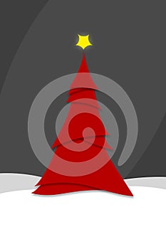 Minimalist Style Modern Red Christmas Tree Illustration