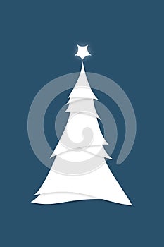 Minimalist Style Modern White Christmas Tree Illustration