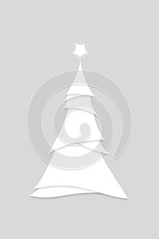 Minimalist Style Modern White Christmas Tree Illustration