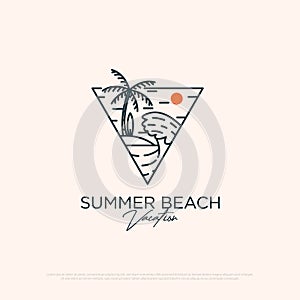 minimalist summer beach logo design vector best for travel logo designs inspiration