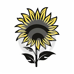 Minimalist Sunflower Emblem On White Background