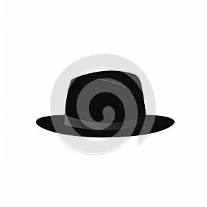 Minimalist Surrealism: Black Widebrimmed Fedora Hat Vector Illustration