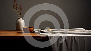 Minimalist Table With Flowers And Vase A Throws Scene