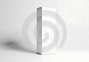 Minimalist tall white rectangular object with shadow on white background