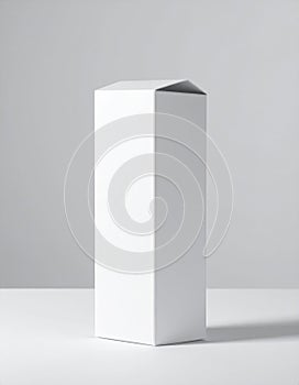 Minimalist Tall White Rectangular Product Box on White Background Studio Shot