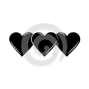 Minimalist tattoo hearts love boho silhouette art icon over white background