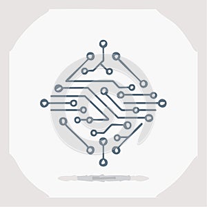 Minimalist Tech Circuitry Line Art Icon
