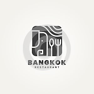 minimalist thai bangkok cuisine icon logo template vector illustration design. simple modern icon of asian food or Thailand