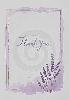 Nature-Inspired Minimalist Thank You Greeting Card with Botanical Silhouettes in Soft Watercolor photo