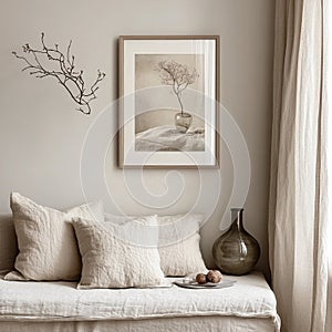 Minimalist Thin Picture Frame on White Wall