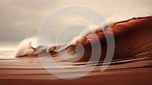 Minimalist Tidal Bore: Hyperrealistic Wave Art In Brown And Yellow