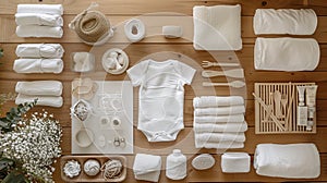 A minimalist top-view newborn mockup. photo