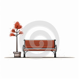 Minimalist Tree Stand And Bench Illustration
