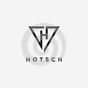 Minimalist triangle and letter H logo icon vector template