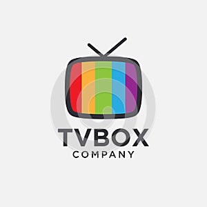 Minimalist TV box logo icon vector template, broadcasting entertainment graphic