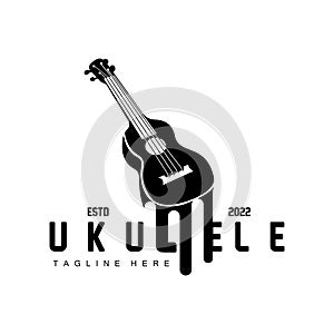 Minimalist Ukulele Music Logo Design, Ukulele Guitar Vector. Ukelele Logo Design