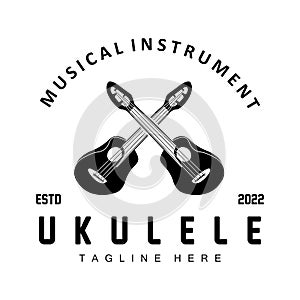 Minimalist Ukulele Music Logo Design, Ukulele Guitar Vector. Ukelele Logo Design